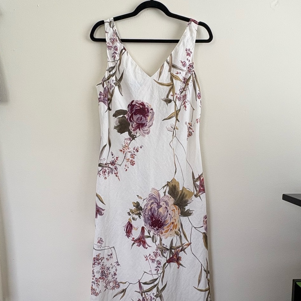 Jones New York Floral 100% Linen Midi